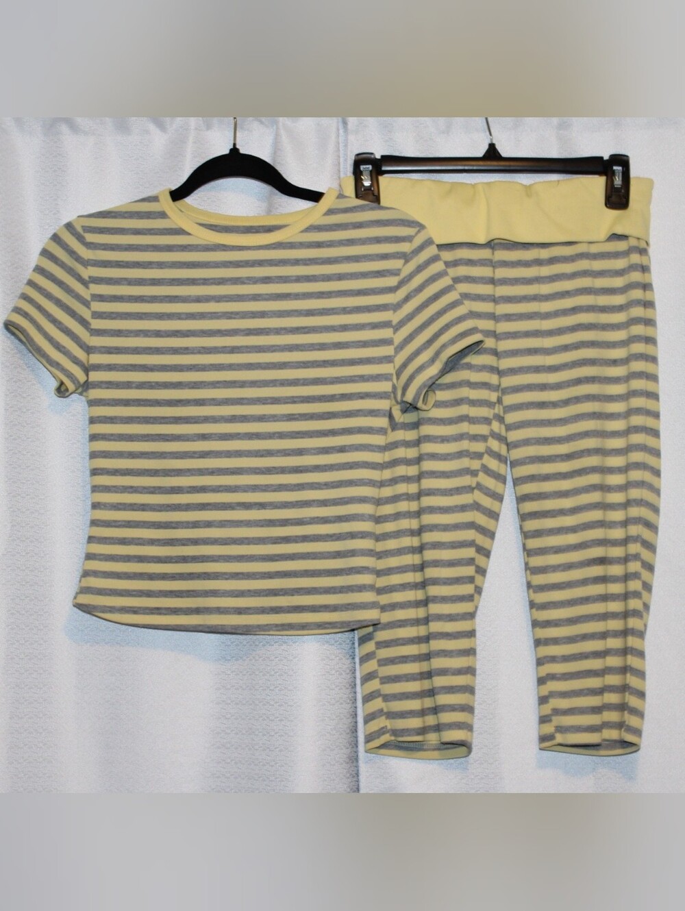 Yellow & Gray Striped 2pc Lounge Set